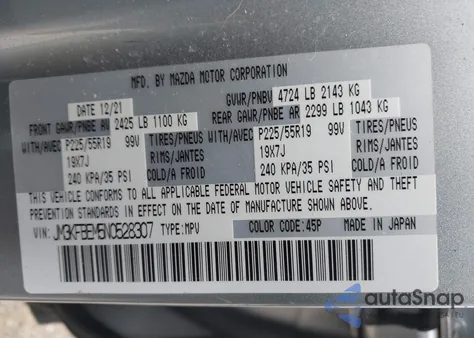 2022 Mazda Cx-5 2.5 S Premium Plus from USA, damaged, VIN JM3KFBEM5N0528307